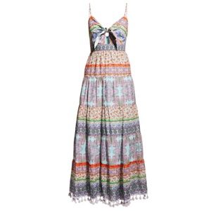 NWT $595 Alice + Olivia Minka Tie-Front Tiered Maxi Dress in size 12!